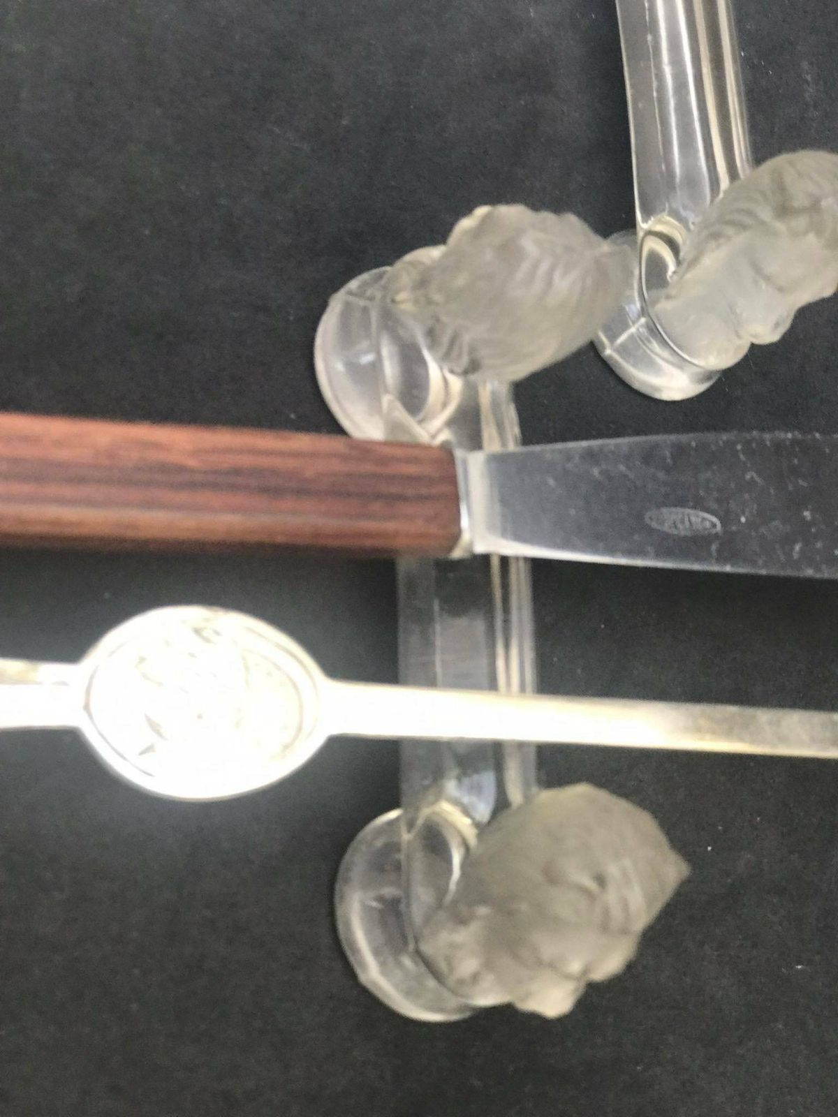 photo for sale Knife Rest Antique Baccarat Molded Glass Cutlery Rest Set 2 Table Knife Holders Wedding Gift For Couple Gift Hostess Table Decor French
