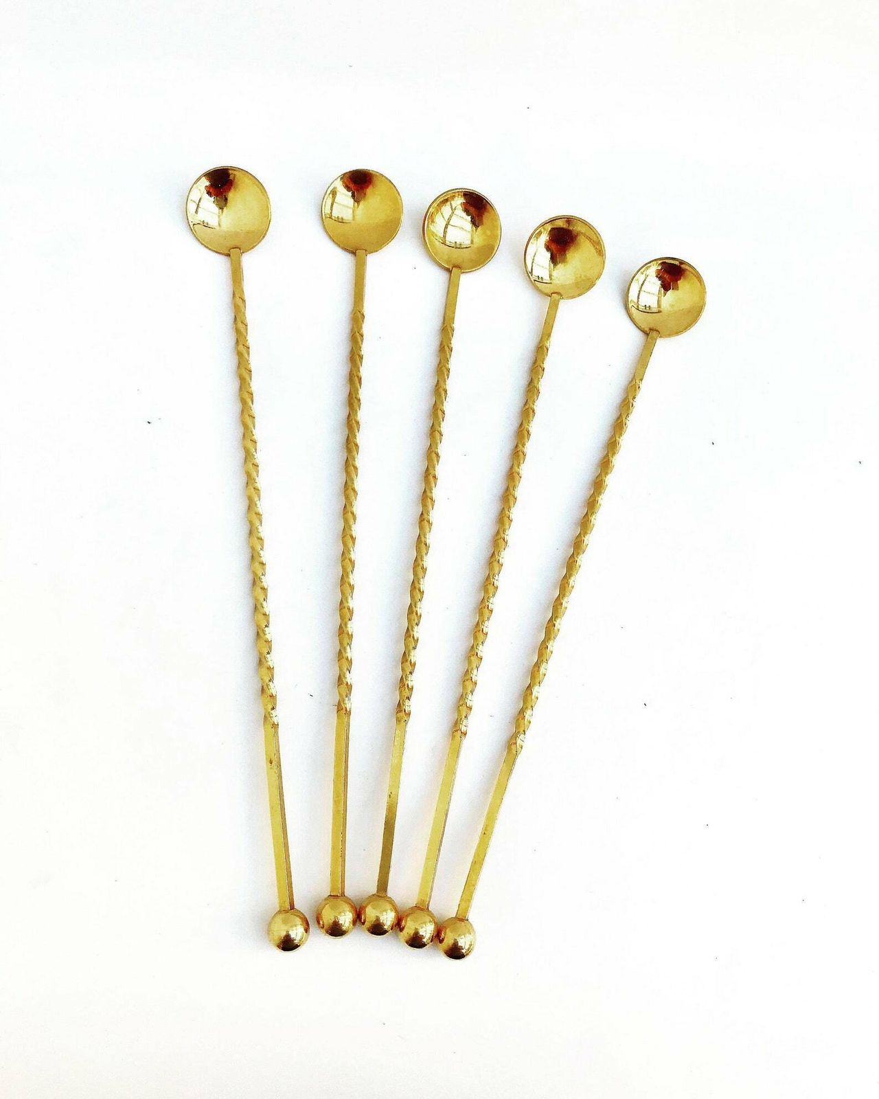 Cocktail Stirrers Spoons Champagne Stirrers Sticks Set Of 5 Gold Plated Bar Tools Bar Cart Accessories Bartender Mixing Tools Gift photo furniture
