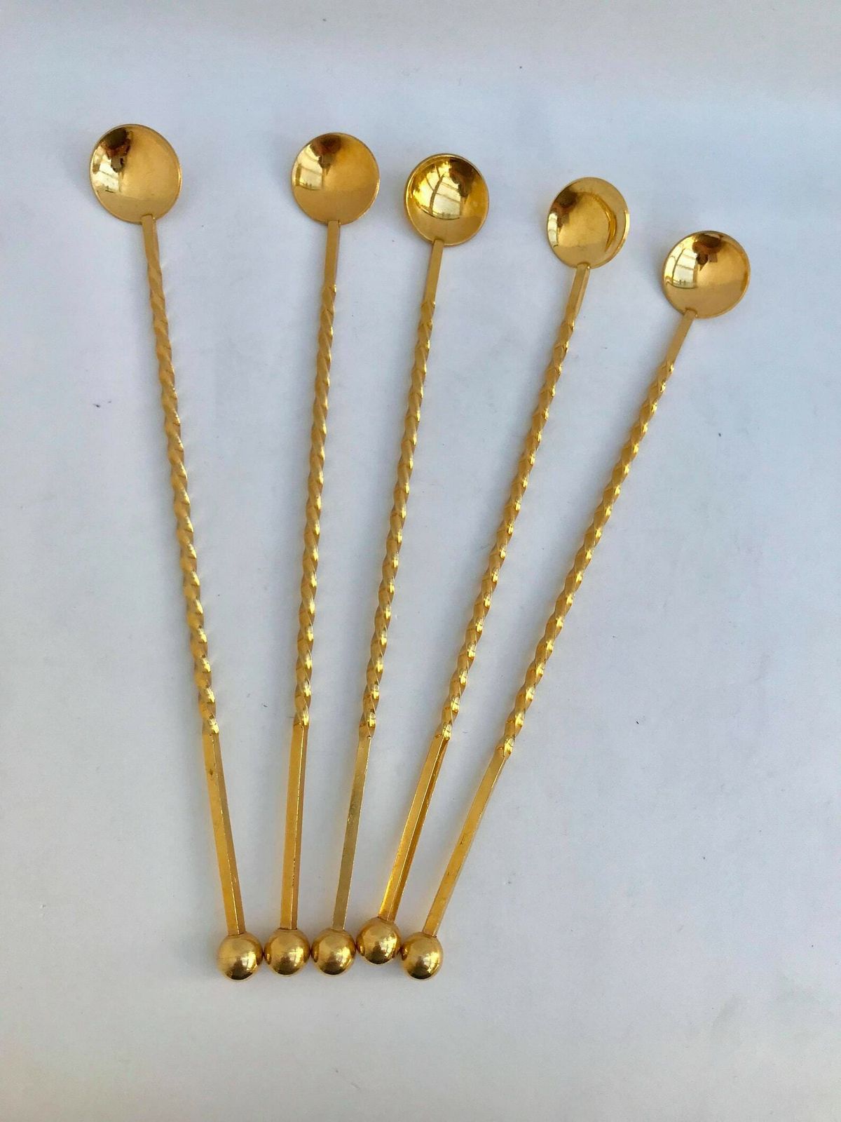 photo for sale Cocktail Stirrers Spoons Champagne Stirrers Sticks Set Of 5 Gold Plated Bar Tools Bar Cart Accessories Bartender Mixing Tools Gift