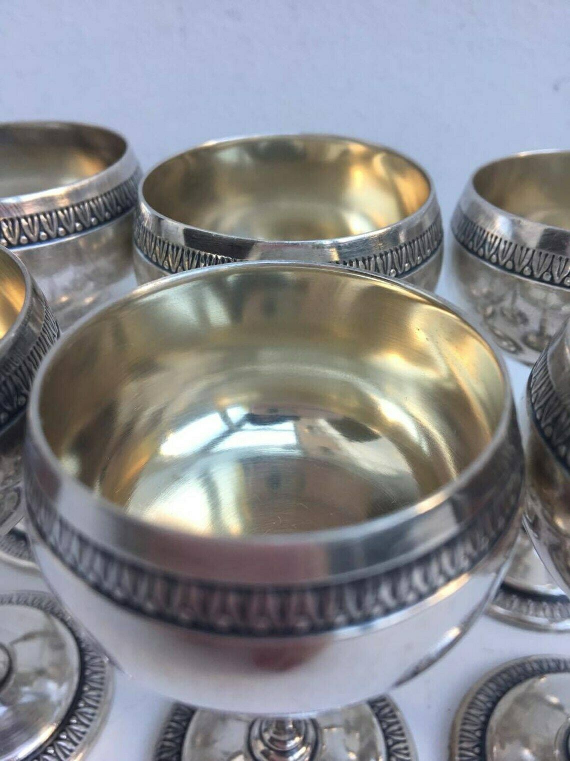 Six, Liqueur Glasses, Metal Shot, Glass, Set Tequila Shots, Silvered Metal Liqueur Service Louis XVI Metal Shot Glass Set, Bar Accessorie photo buy