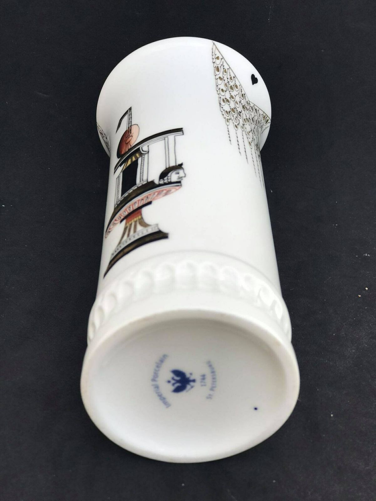 Imperial Porcelain Lomonosov Russian Small Bud Vase Collection Gift Collector Wedding Gift Swan Musical Instruments photo vintage