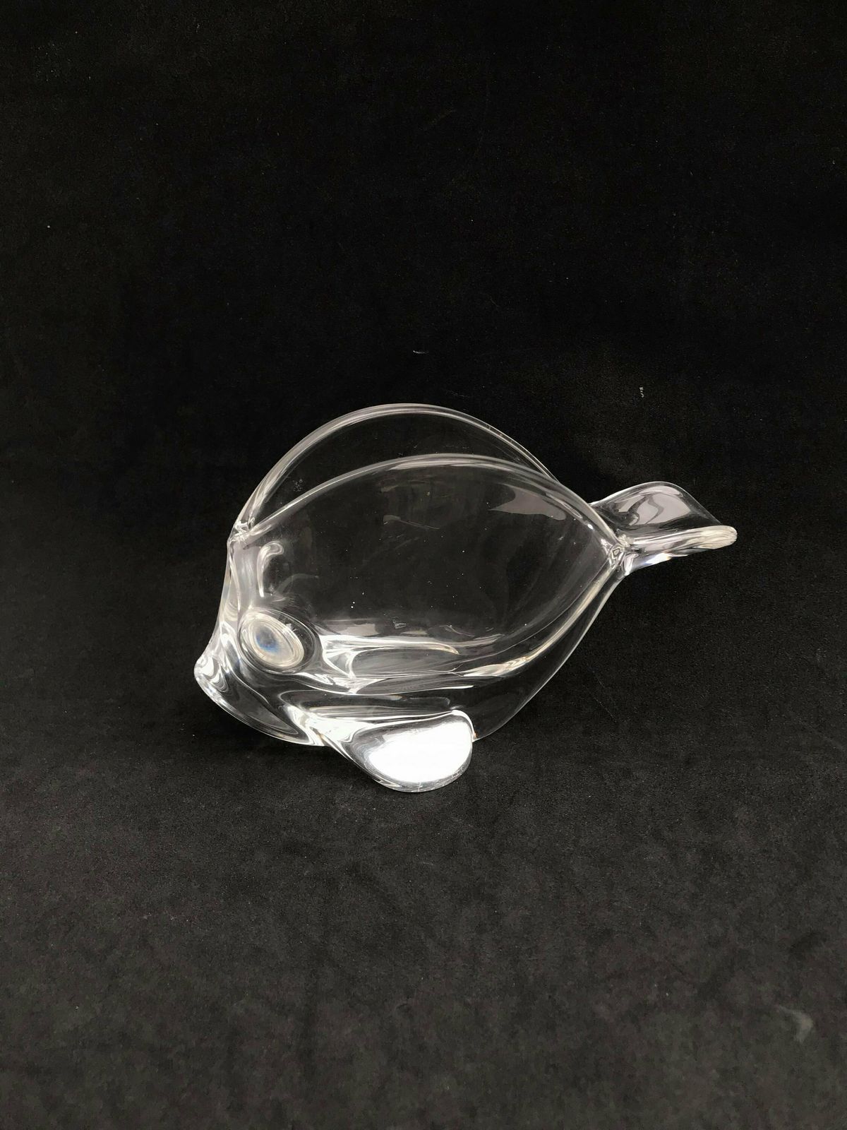photo for sale Bowl Fish Shaped Heavy Crystal Cigar Ashtray By Art Vannes France Art Glass Paperweight Clear Crystal Mid Century Gift For Her Wedding Gift