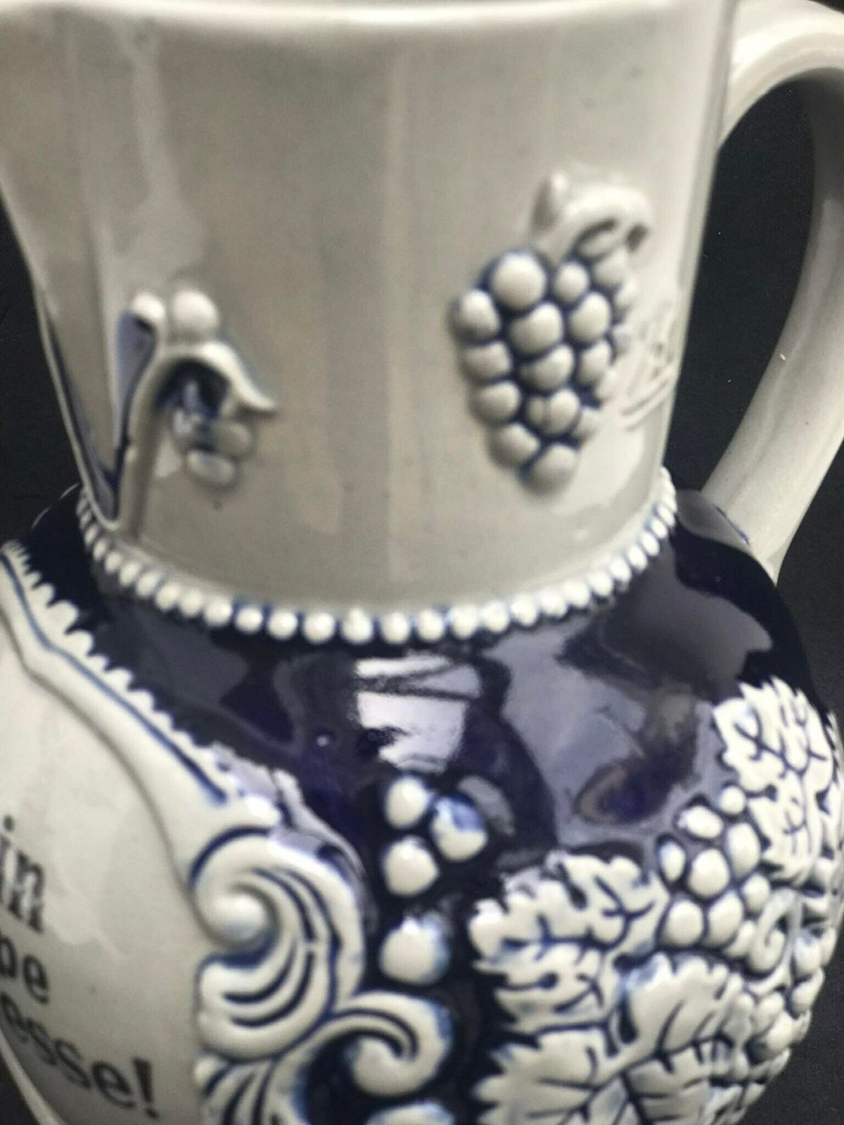 Kan – Geglazuurd Steengoed – Wijnkan Van Een Halve Liter – Karaf – Frans – Blauw Kobalt – Fles – Oliekan – Waterkan – Uniek Cadeau photo 96.0