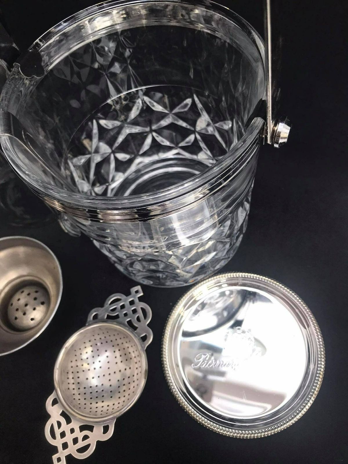 Bar Set Cocktail Shaker Ice Bucket Strainer Vintage 60s Mixology Tools Gift For Him Bar Cart Styling Mixology Gift photo vinterior