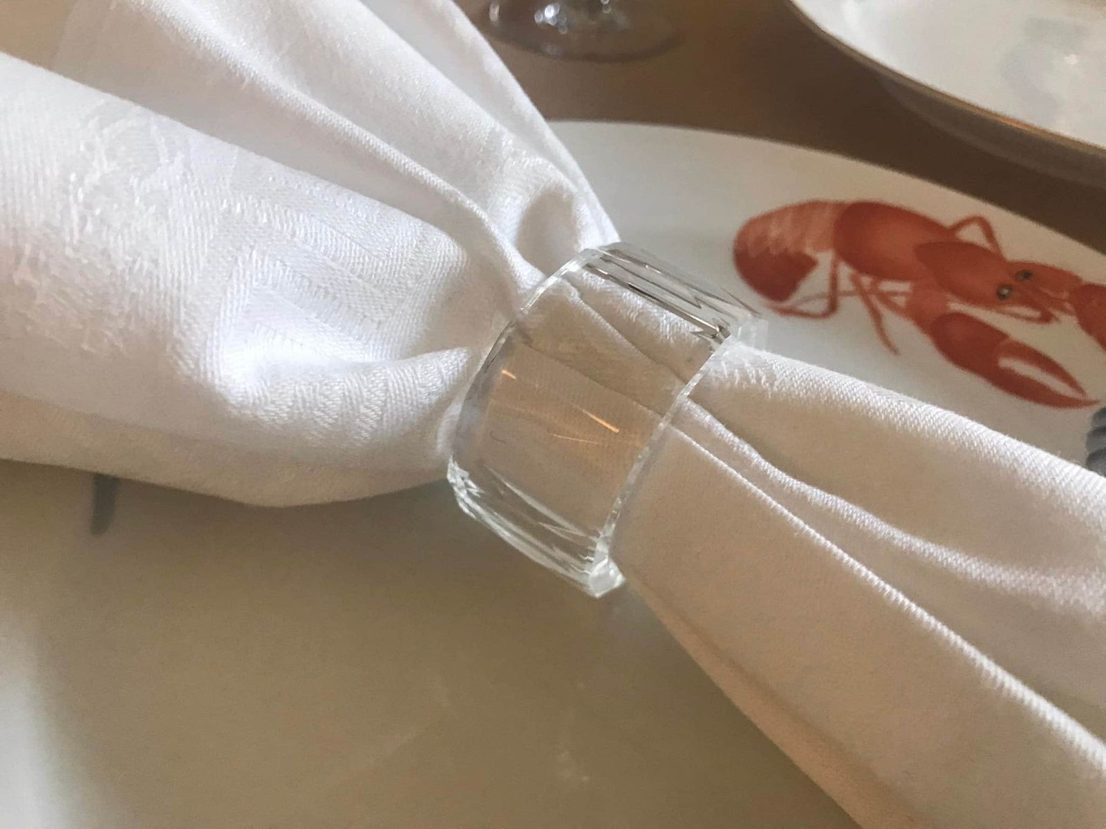 Napkin Rings French Art Glass Design Hostess Gift Lot Of 6 Vintage Clear Glass Retro Classic Table Gift For Her Wedding Gift photo vinterior