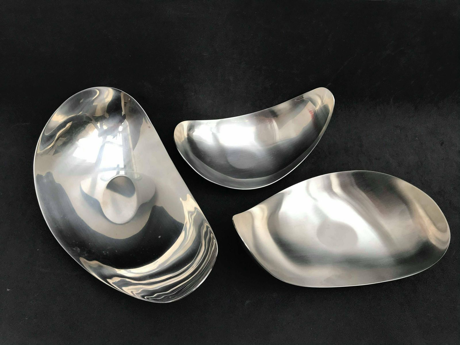 photo furniture Georg Jensen Leaf Dish Set 3 In Stainless Steel By Helle Damkjaer Vintage Danish Design Scandinavian Appetizer Plates Catch All Dish Gift