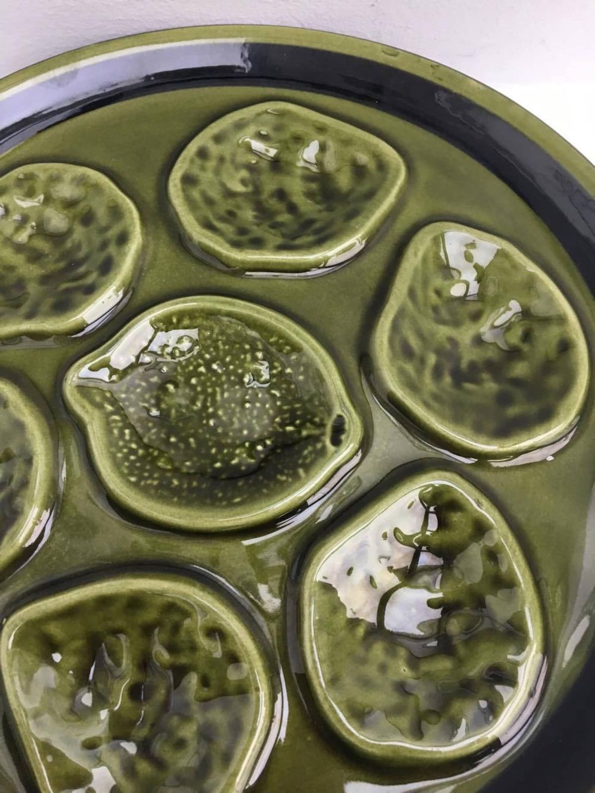 2 Green Oyster Plate Niderviller Earthenware From The 50s Oyster Plate Oyster Dish Collector Oyster Collection Wedding Gift, French Pottery photo buy