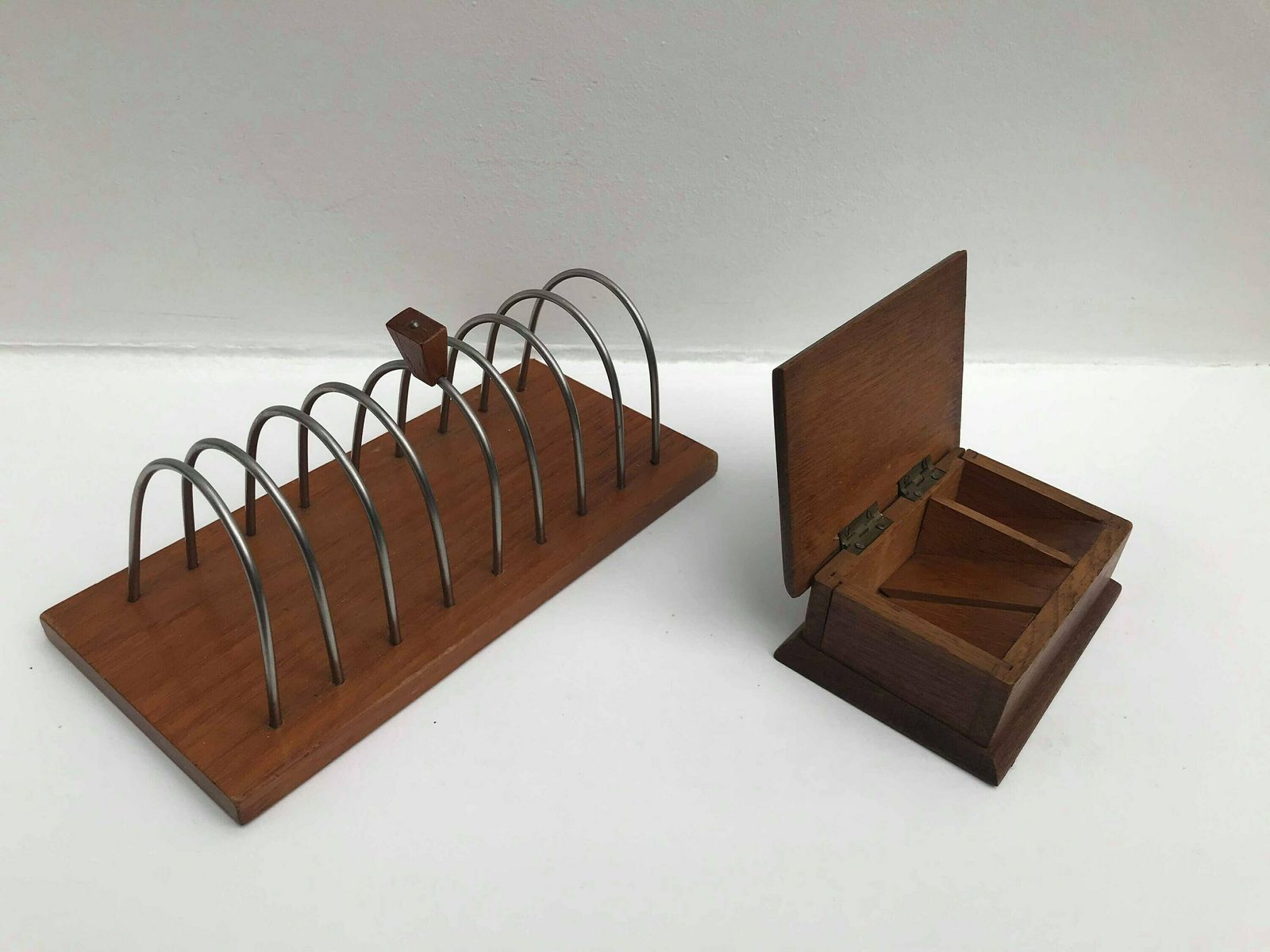 photo for sale Wooden Desk Accessories Mid Century Teak Wooden Stamp Box Letter Holder Desk Organizer Ornaments Gift For Her Decor 50s Box Collector Gift
