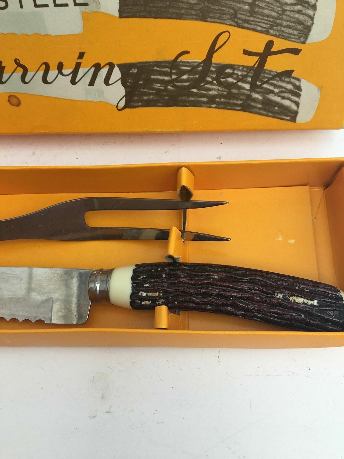 Carving Knife Boxed Harpening Steel Knife Carving Set Collectible Flatware, Retro Cutlery Barbecue Tools Garden Dinner Grill Accessories photo 104.0