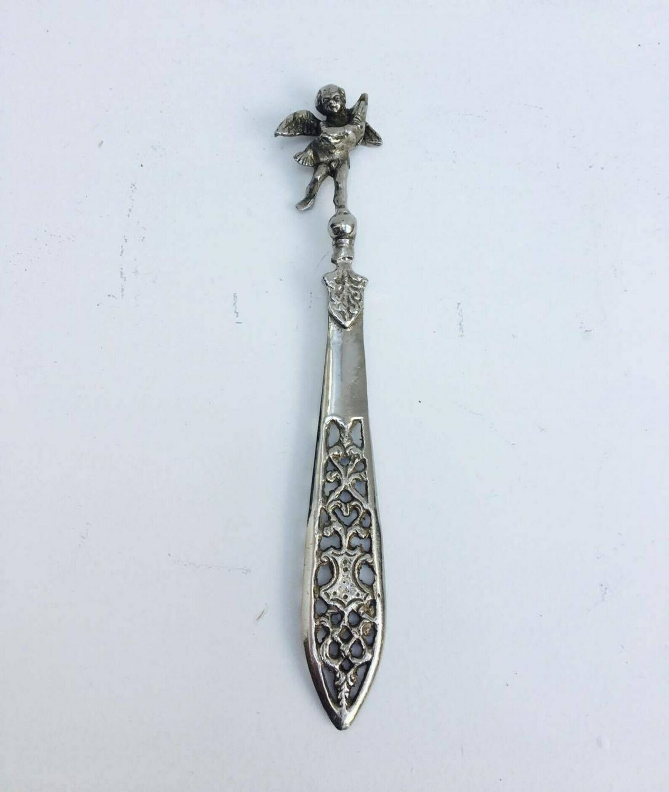 Letter Opener Silver Plated Cherub Letter Knife Engraved Plated Letter Opener, Metal Office Knife, Gift Idea , Made In Italy Silver Plate photo furniture