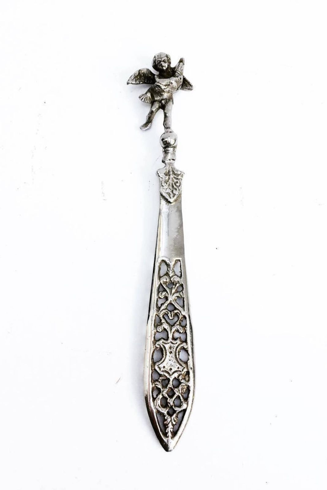 Letter Opener Silver Plated Cherub Letter Knife Engraved Plated Letter Opener, Metal Office Knife, Gift Idea , Made In Italy Silver Plate photo 101.0