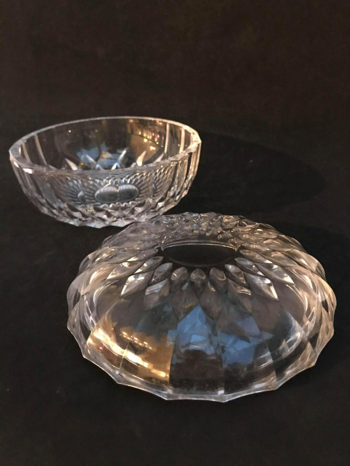 Bonbonnière Met Deksel Val Saint Lambert – Geslepen Kristal, Zwaar – Mid Century – Art Glass photo for sale