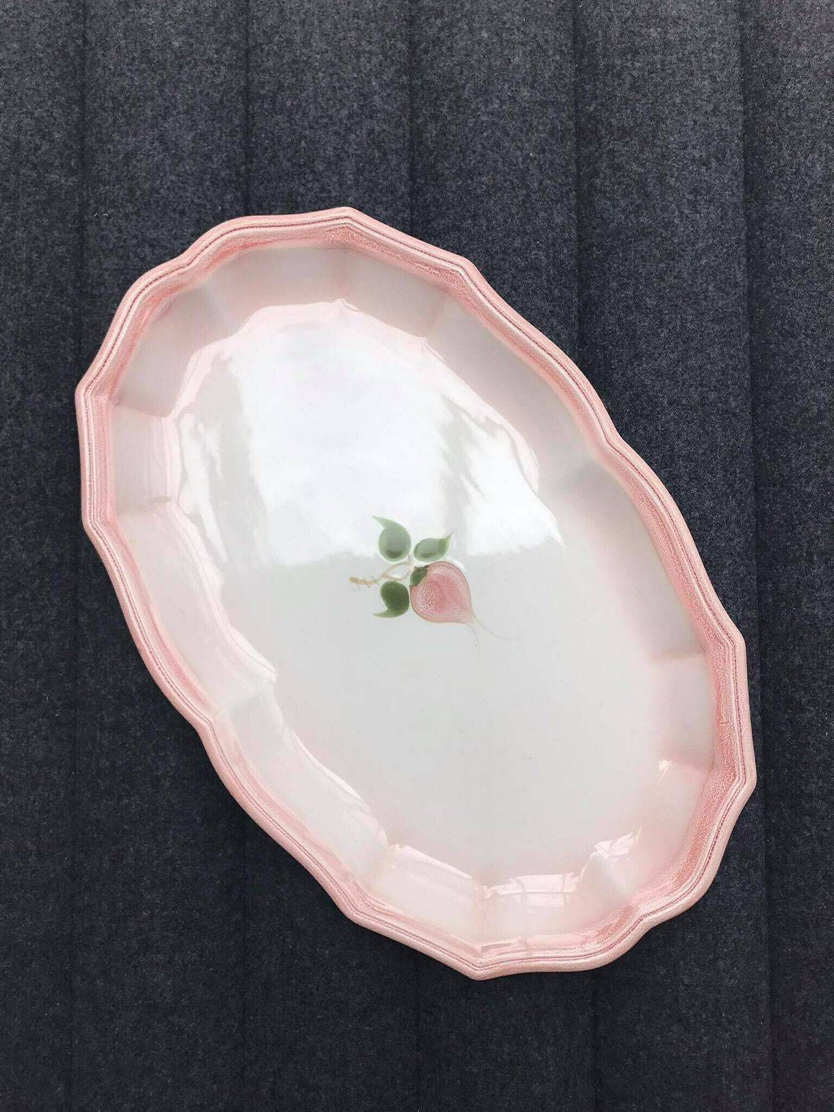 Groot Serveerbord Vintage Zachtroze Majolica Servies Trouwcadeau Mid Century Van Salins Les Bains Handgeschilderd