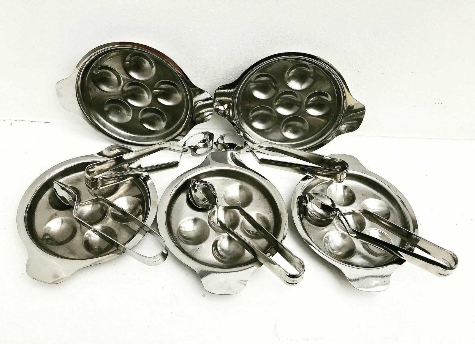 Escargot Slakkenborden Serveerschalen Set – Frans Vintage Jaren 1960, Ook Geschikt Voor Gebakken Champignons En Fotografie