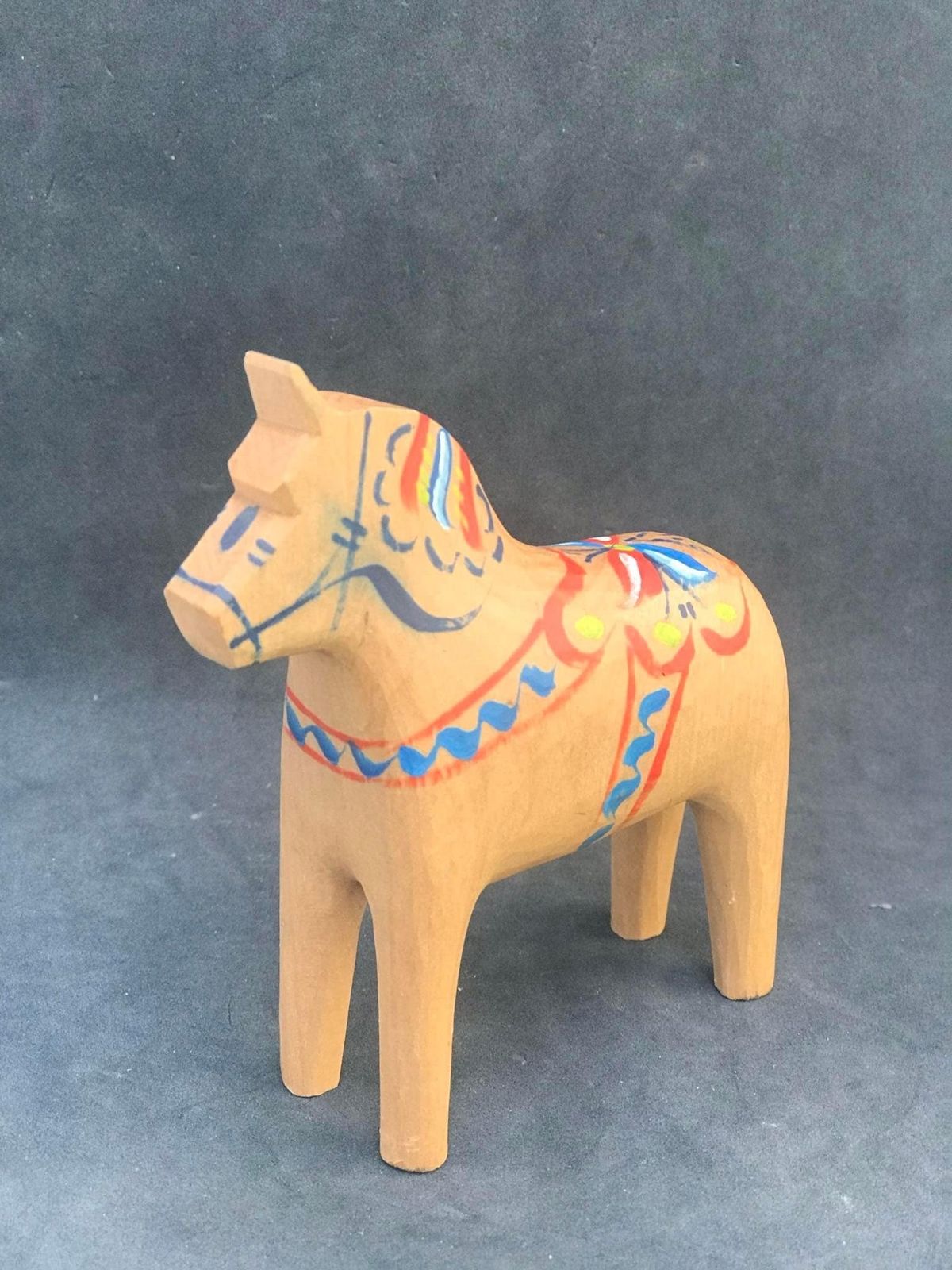 Dala Horse Figurine Beige Horse Swedish By Nils Olsson 3.8"/9,7 Cm Scandinavian Modern Hand Painted Scandinavian Design Red Wood photo for sale