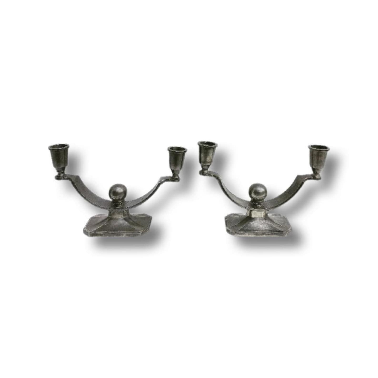 Scandinavian Candlesticks Holders Just Andersen Art Deco Pewter Denmark 1932 Scandinavian Danish Metal Pewter Candelabra Denmark