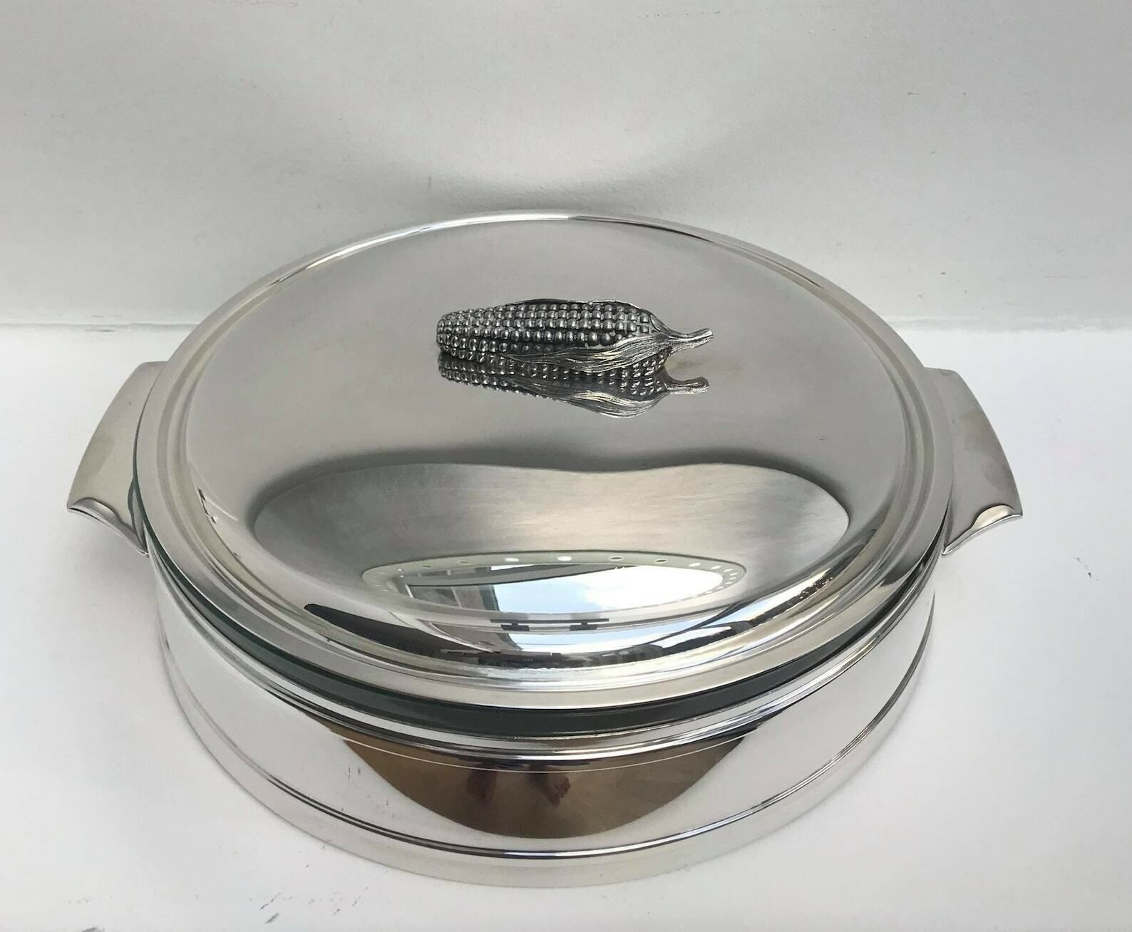 Lidded Service Dish Silver Plated Serving Plate Chritsmas Vegetables Plate, Thanksgiving Vegetables Pyrex Ovenproof Gift For Her Fall Table photo 154.0
