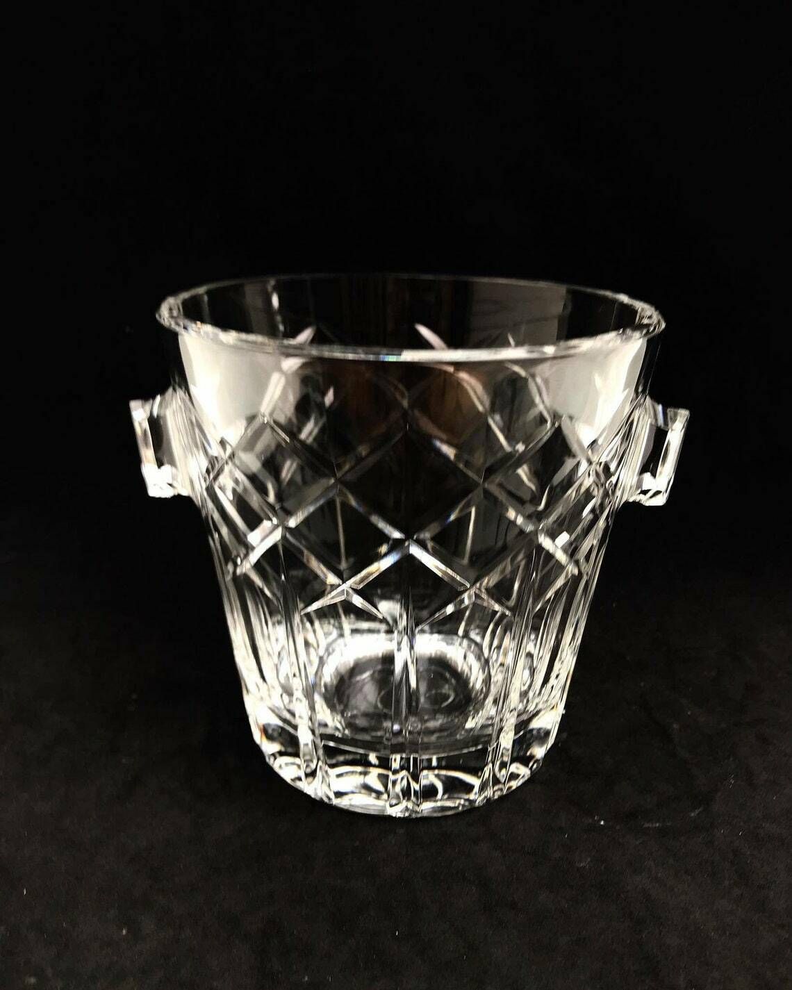 Ijsemmer Vintage Val Saint Lambert Gesigneerd Zwaar Geslepen Kristal 50s. Geslepen, Baraccessoires Mid Century Modern Bar Cocktails Cadeau