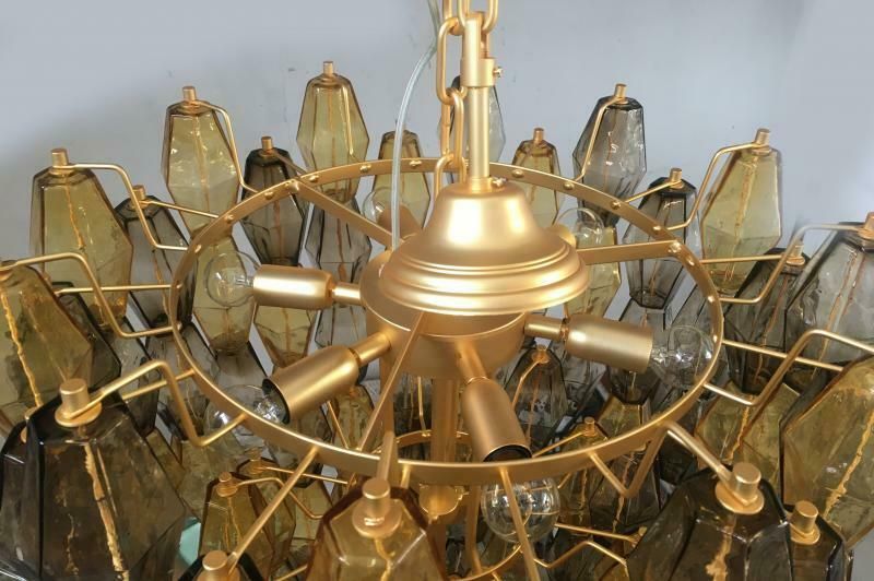 Huge And Luxury Chandelier With Amber And Fume’ “Poliedri”In Venini Style photo for sale