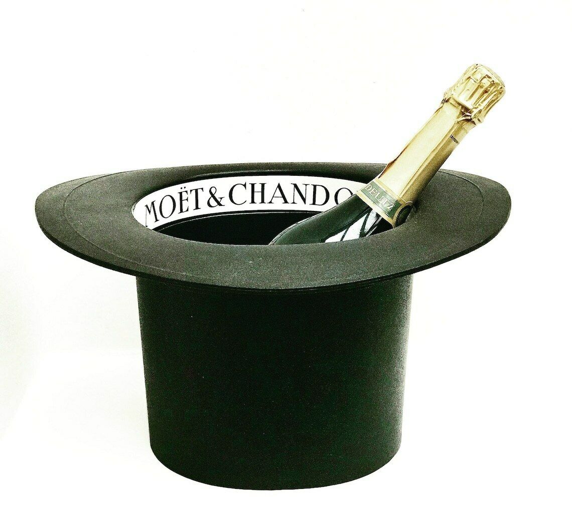 Champagne Ice Bucket Moet And Chandon French Vintage 80s Hat Shaped Wine Cooler Large Rigid Plastic Bar Cart Garden Bar Drinks Barware Gift photo Home Decor