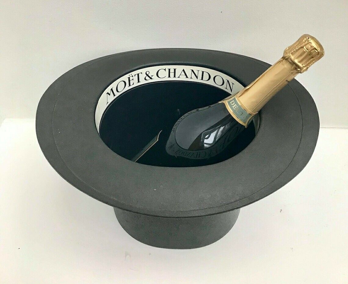 Champagne Ice Bucket Moet And Chandon French Vintage 80s Hat Shaped Wine Cooler Large Rigid Plastic Bar Cart Garden Bar Drinks Barware Gift photo 105.0