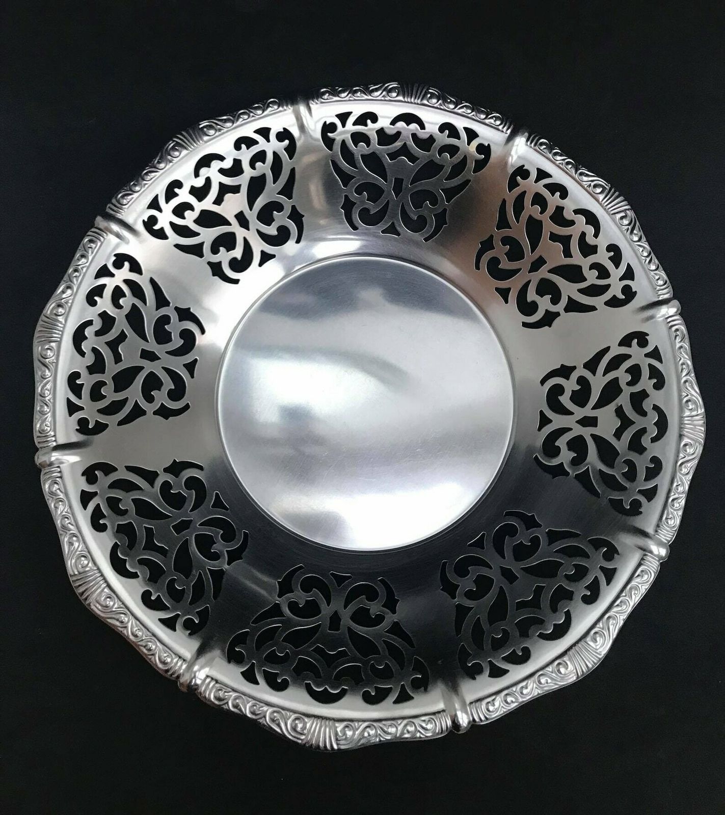 Alessi Alfra Fruit Bowl Centerpiece Bread Serving Vintage Stainless Steel, Black Plastic Ball Feet Mid Century 1960s Christmas Gift For Mum photo vintage