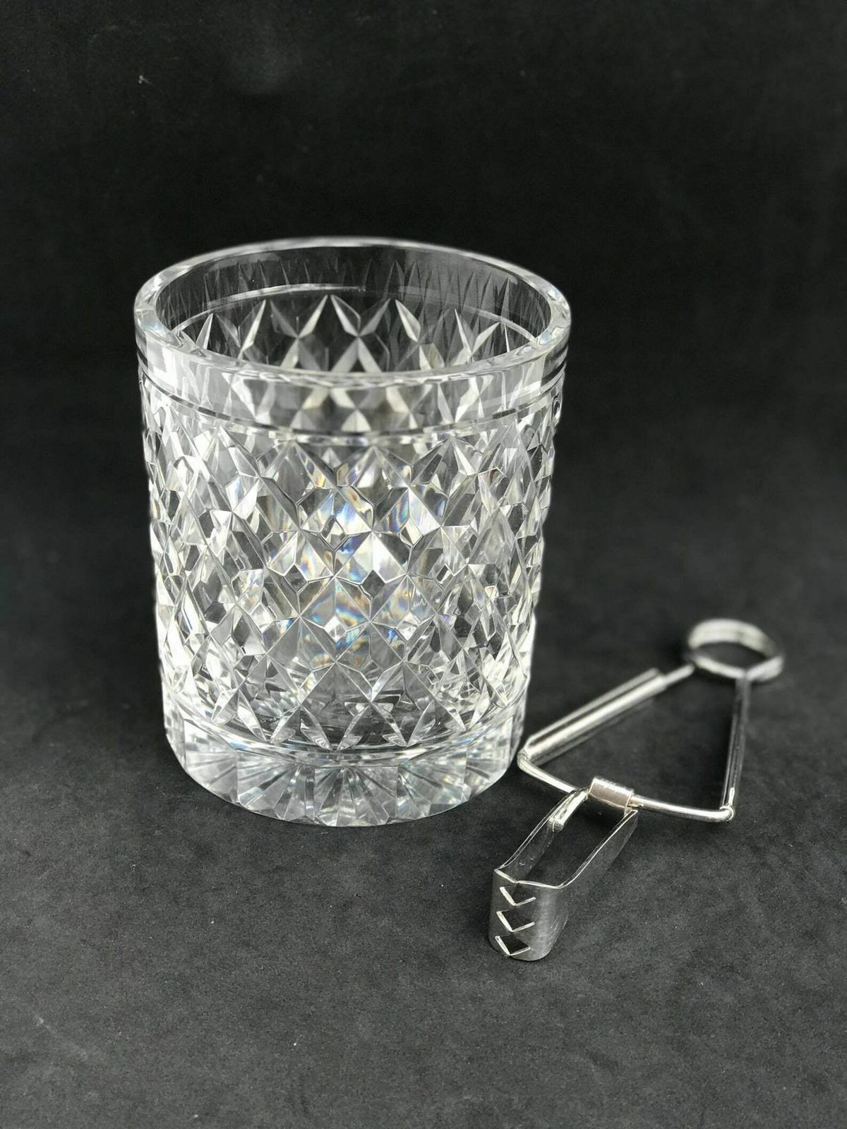 Ice Bucket Vintage Heavycut Crystal Bucket 50s. Carved, Bar Accessories, Mid Century Modern Vintage Bar, Cocktails Gift Him photo for sale