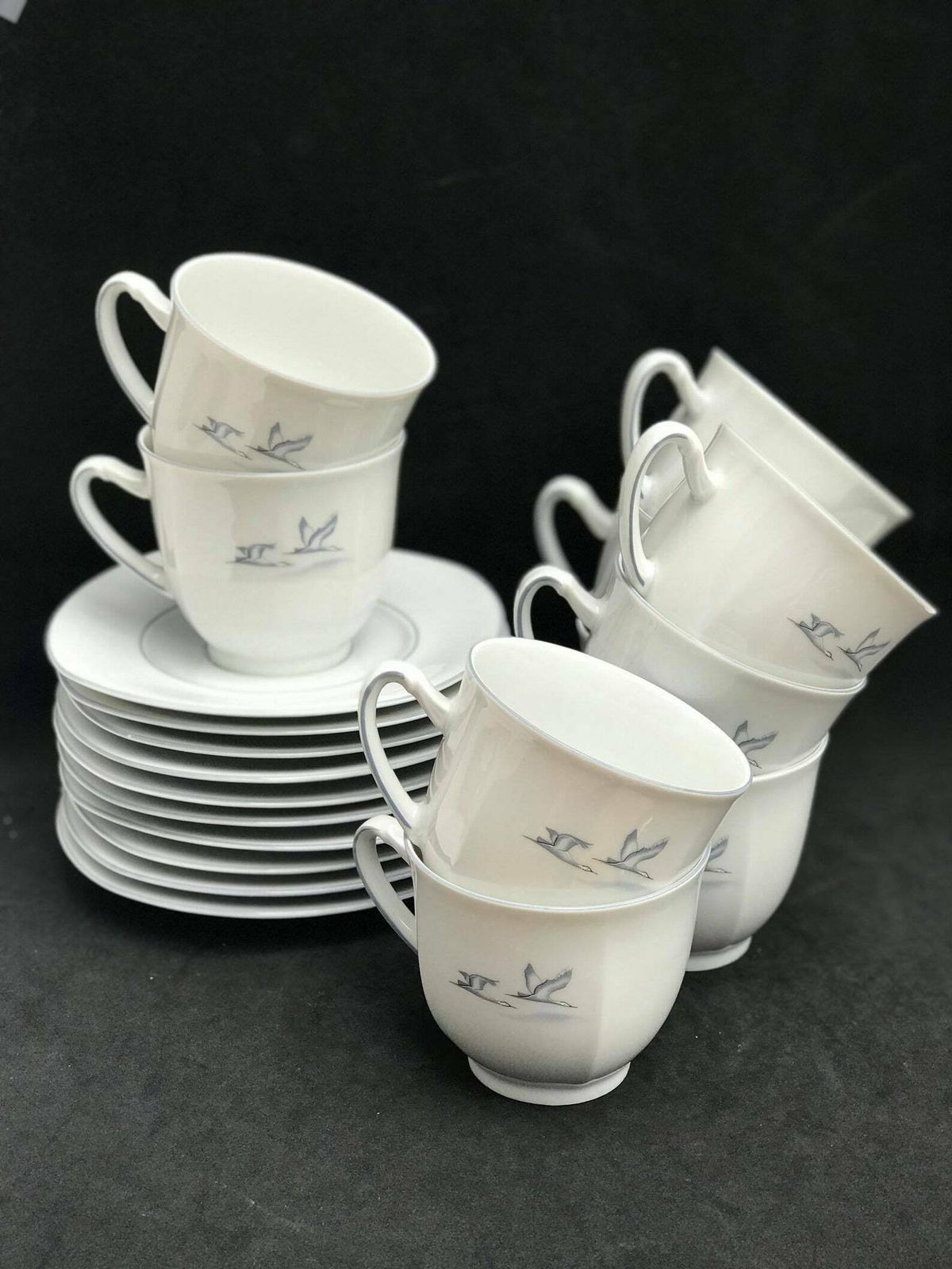 Tea Coffee Cups And Saucers Set 8 Porcelain Winterling Spülmaschinenfest Bavaria Vintage Rare Replacemnt Birds Beachside Coast Kitchen photo buy
