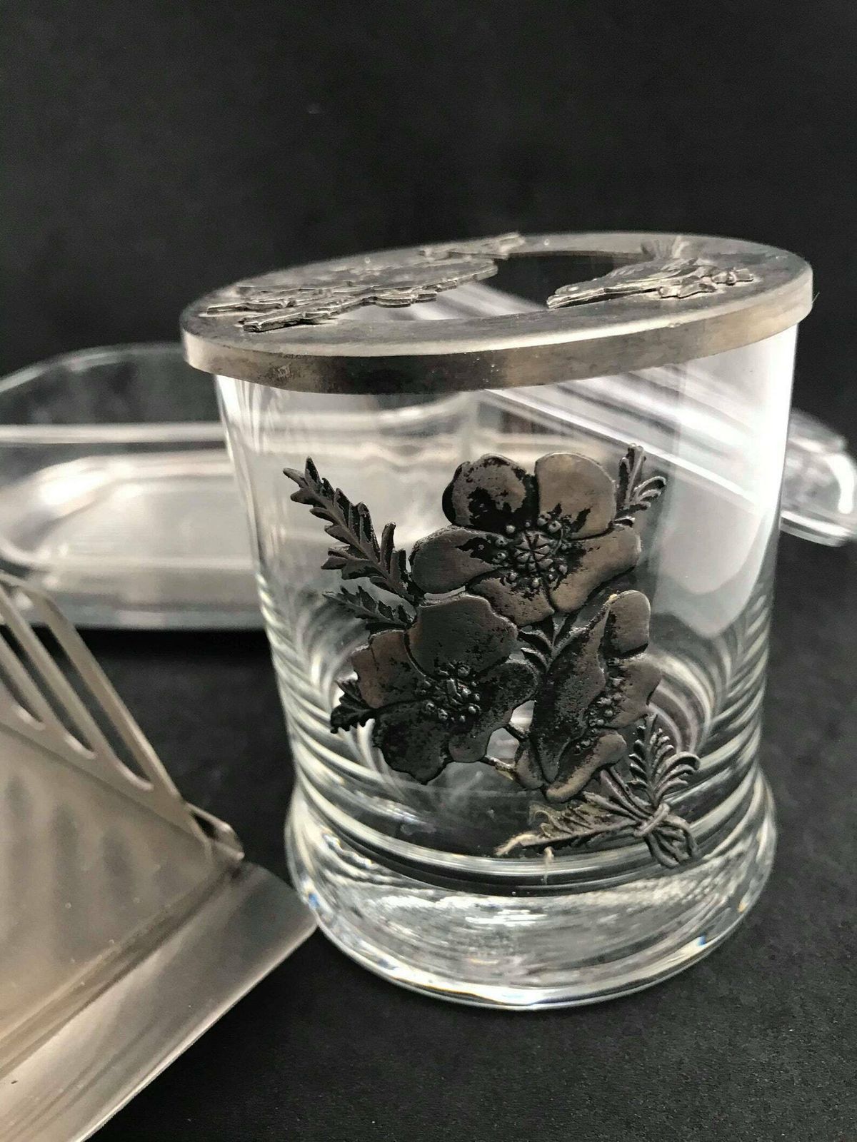 Breakfast Set Butter Dish With Lid Toast Rack Holder Jam Jar Jely Pot Family Table Gift Glass Pewter Stainless Steel Hostess Gift photo vintage
