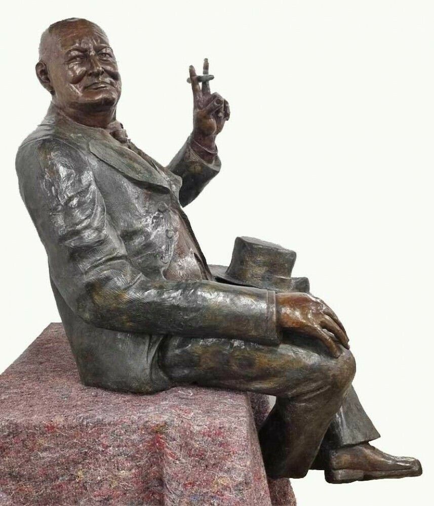 Large Bronze Winston Churchill Statue Seated British Pm Casting photo furniture