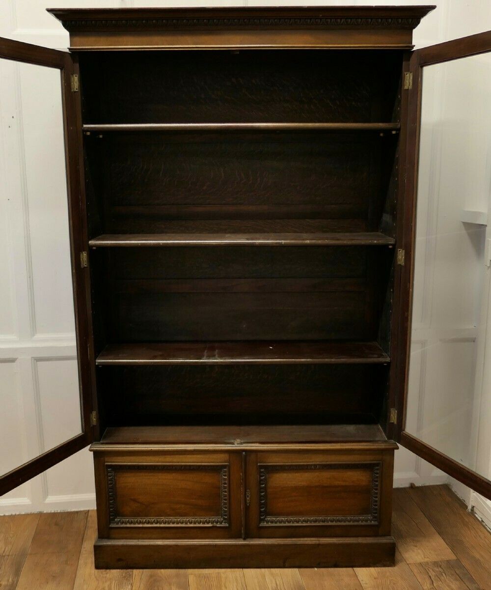 19th Century Tall Glazed Bookcase, With Cupboard Under photo vinterior