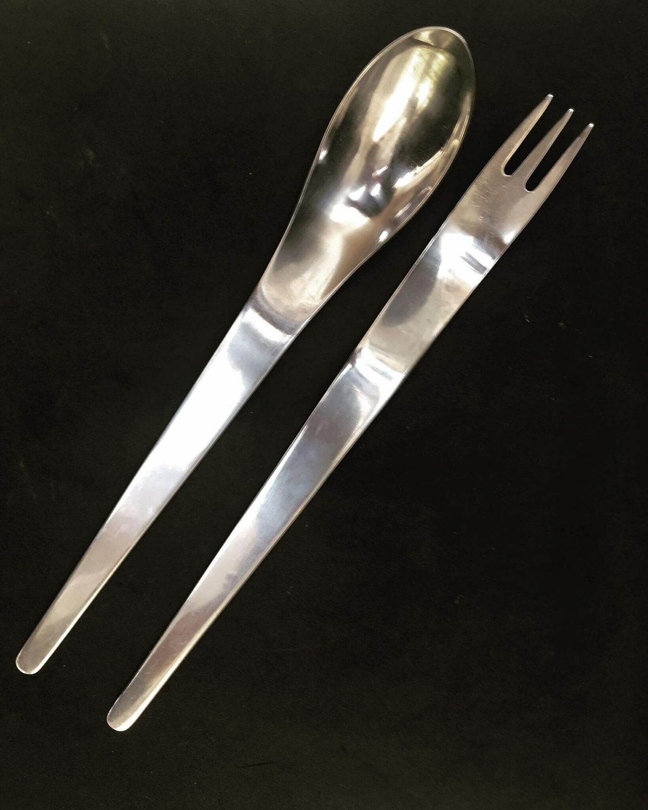 Georg Jensen Salad Server Set 2 Pcs Arne Jacobsen Design Stainless Steel Cutlery Set Modernist Wedding Gift photo furniture