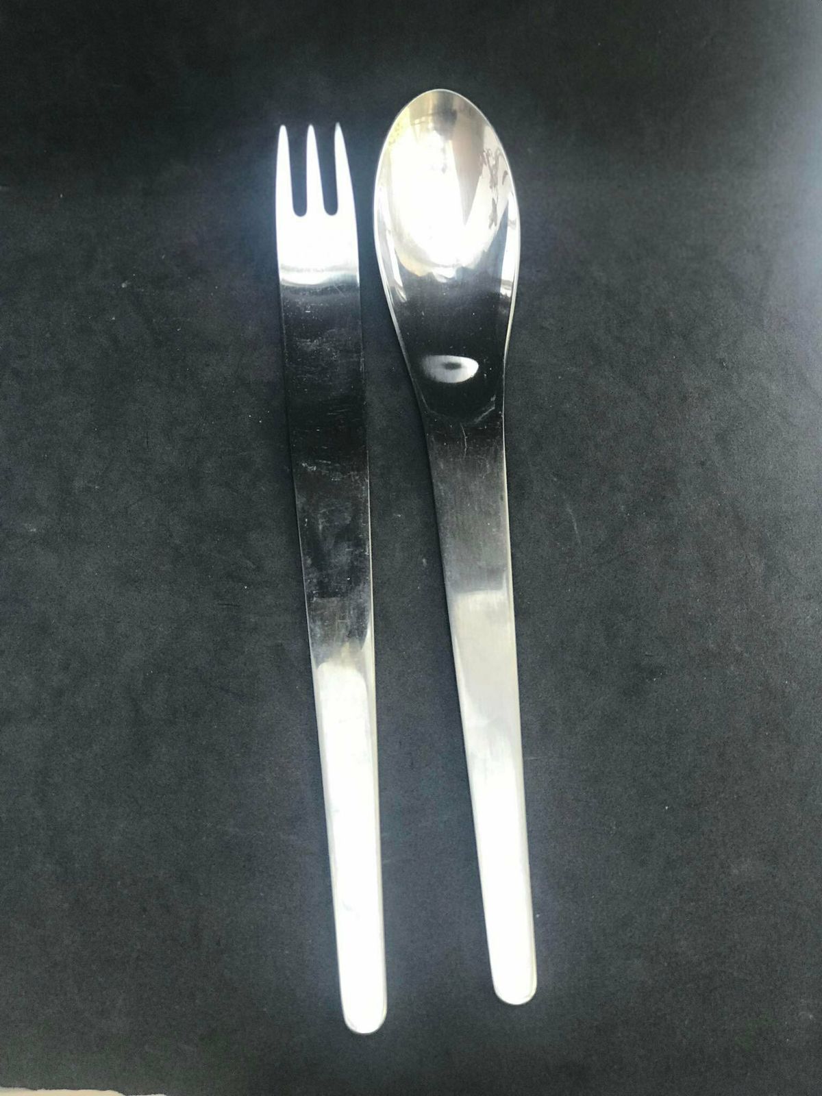 Georg Jensen Salad Server Set 2 Pcs Arne Jacobsen Design Stainless Steel Cutlery Set Modernist Wedding Gift photo vintage