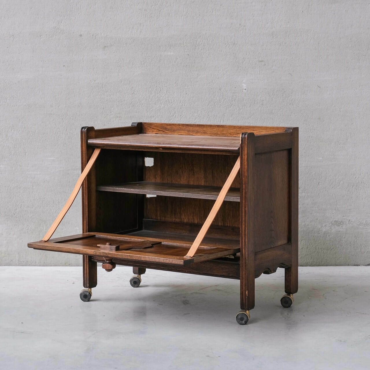Guillerme Et Chambron Oak Mid Century French Bar Cabinet