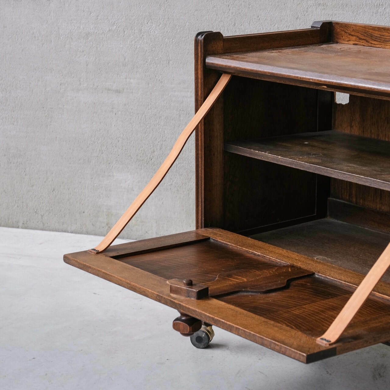 Guillerme Et Chambron Oak Mid Century French Bar Cabinet photo for sale