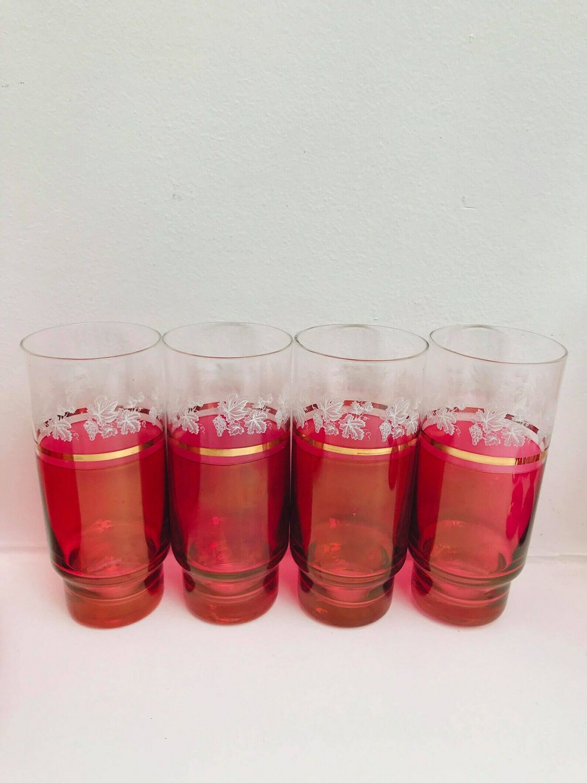 Decanter Set Cranberry Ruby Red 8 Liquor Glasses And Decanter Bottle Etched With Gold Rim Mid Century Vintage Tumbler Set Wedding Gift photo 153.0