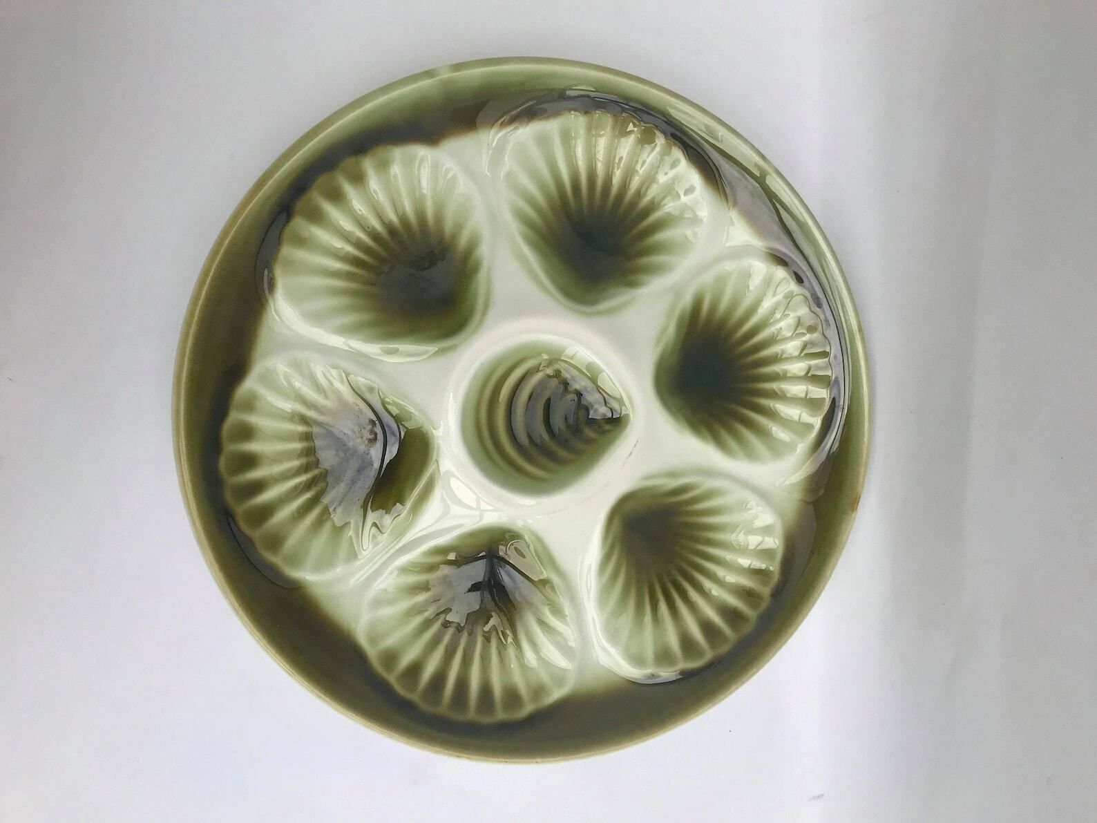 6 Oesterschalen Moulin Des Loups Frans Vintage Jaren 80, Paar Schelpenbordenservies Keramische Serveerschaal Scallop Clam Coquille St Jacques photo 210.0