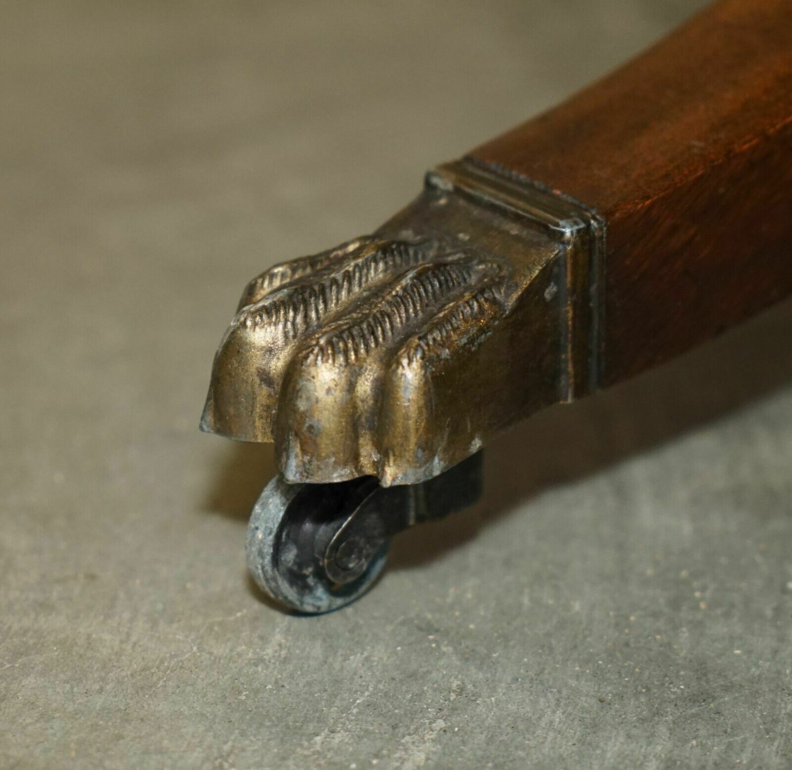 photo for sale Large Ornately Carved Antique Mahognay & Green Leather Tilt Top Centre Table