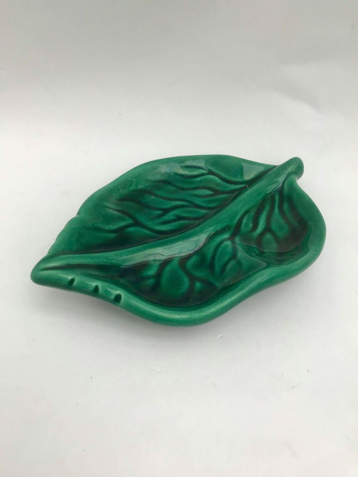 Leaf Dish Bag Dish Catch All Vallauris Vintage French Pottery Mid Century Leaf Shaped Signed By Artst Albert Ferlay Wedding Gift Barbotine photo vinterior