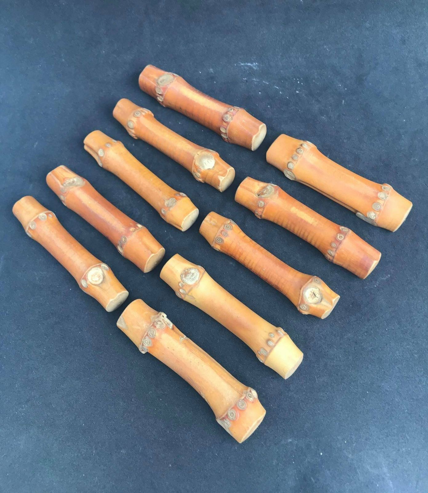 Vintage Real Bamboo Knife Rest Set 10 Cutlery Holder Boho Chic Table Bohemian Table Wedding Gift Tiki Decor Hostesse Gift Nature Couple Gift photo buy