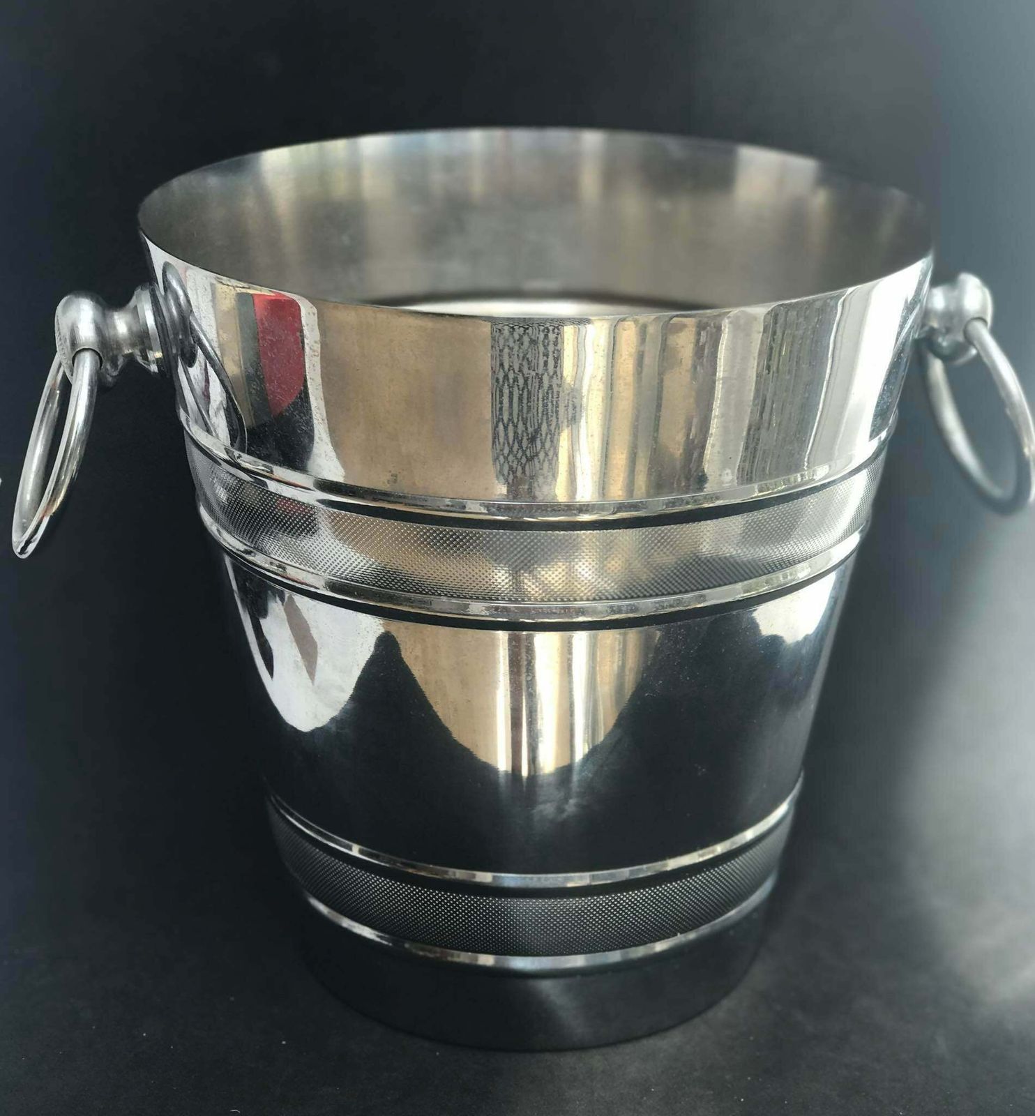 Champagnekoeler Frankrijk Mid Century Roestvrij Staal Zware Wijnkoeler Ijsemmer Barkartdecoratie Cadeau Voor Hem Huwelijkscadeau photo vintage