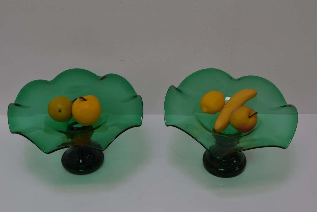 photo buy Pair Of Art Glass Bowls, By Glasswork Novy Bor, 1930's.