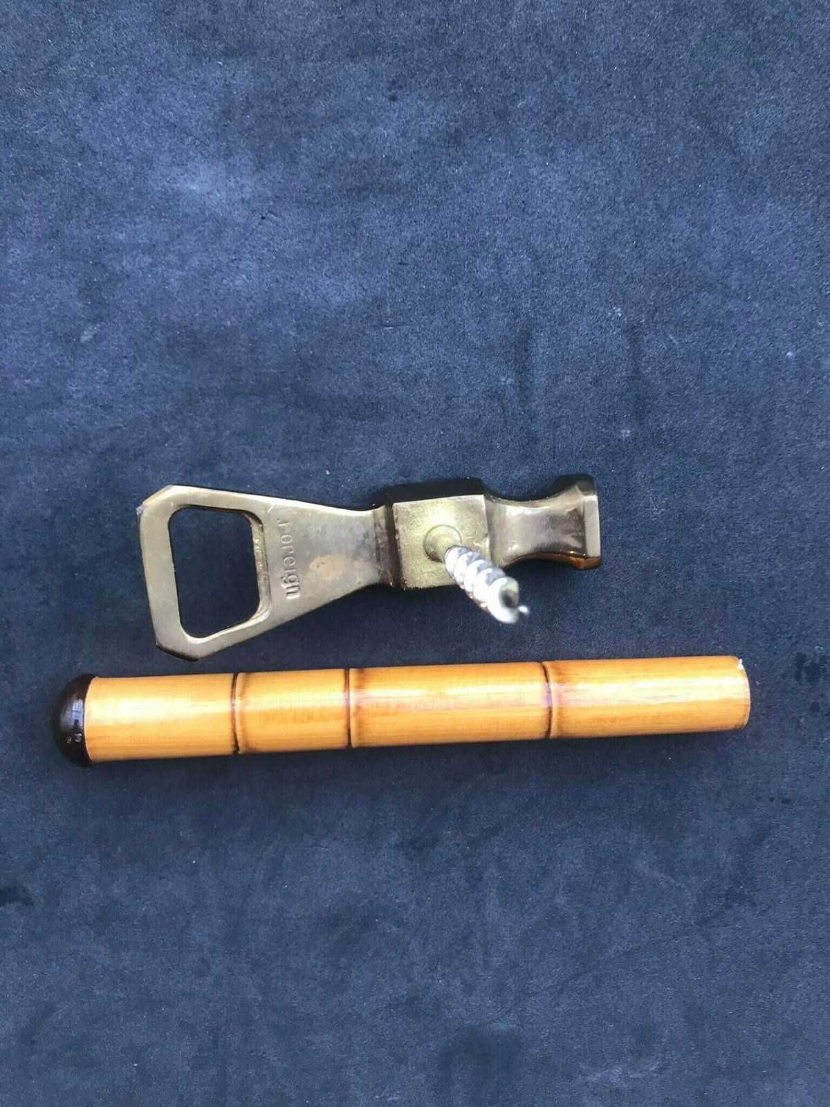 Bottle Opener, Nutcracker Cork Screw Mid Century Brass Hammer With Bamboo Handle, 1950s Tiki Bar Decor Gift For Him Man Cave Gift Boho Gift photo Home Decor