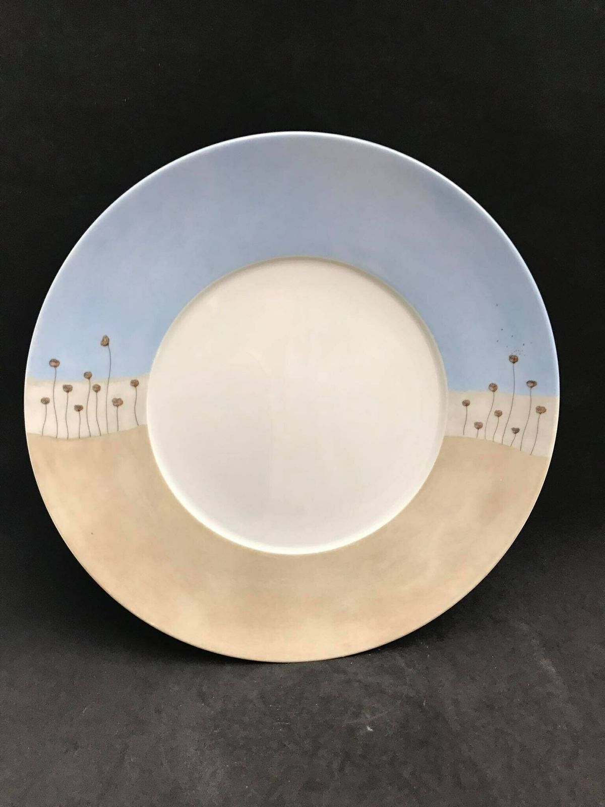 Medard De Noblat Limoges France Zephyr Amapola Dinner Plate Beige Light Blue Presentation Plate Extra Large Replacement Charger Plate