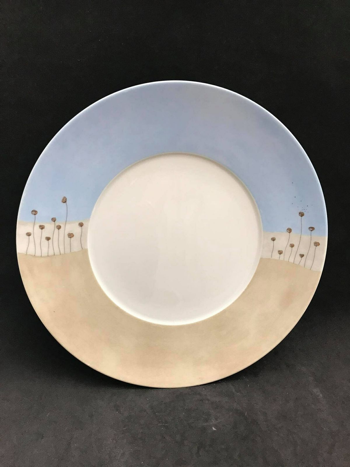 Medard De Noblat Limoges France Zephyr Amapola Dinner Plate Beige Light Blue Presentation Plate Extra Large Replacement Charger Plate photo 104.0