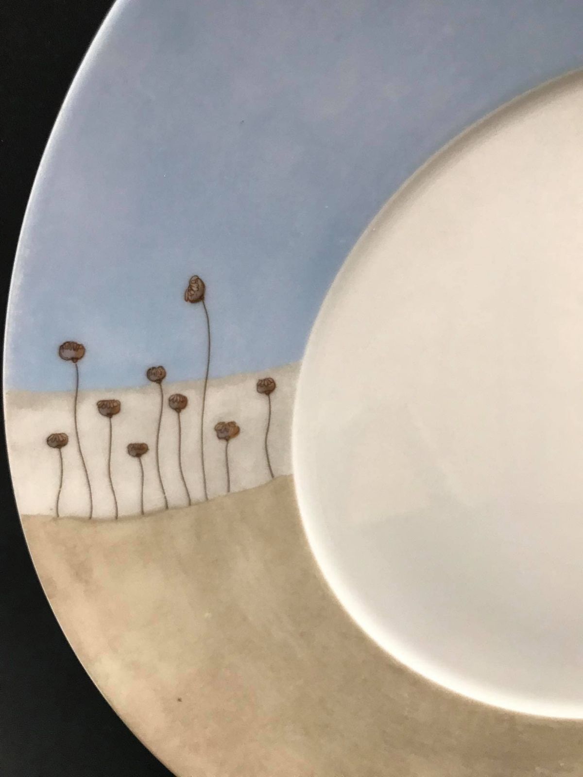 photo furniture Medard De Noblat Limoges France Zephyr Amapola Dinner Plate Beige Light Blue Presentation Plate Extra Large Replacement Charger Plate