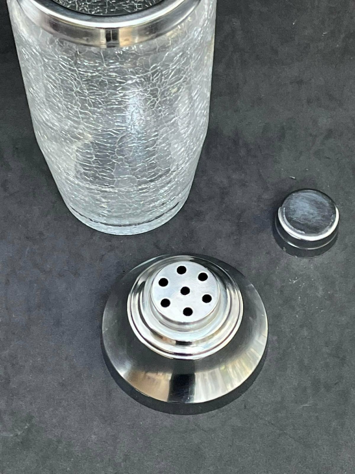 Cocktail Shaker Glass Mid Century Crackled Glass Bar Accessories, Retro Bar Martini Shaker Bar Cart Gift For Him Man Cave Decor Gift Dad photo buy