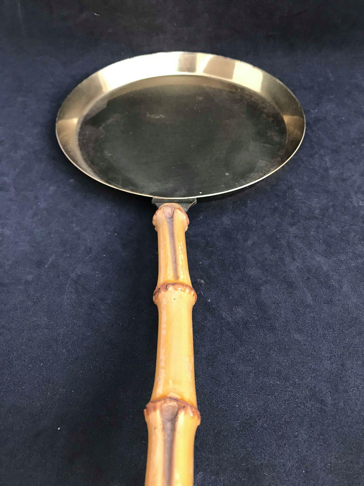 Messing Pan – Mid Century Bbj Erzeugnis – Duits Messing Met Bamboesteel – Platte Serveerpan, Pannenkoeken, Decoratief photo buy