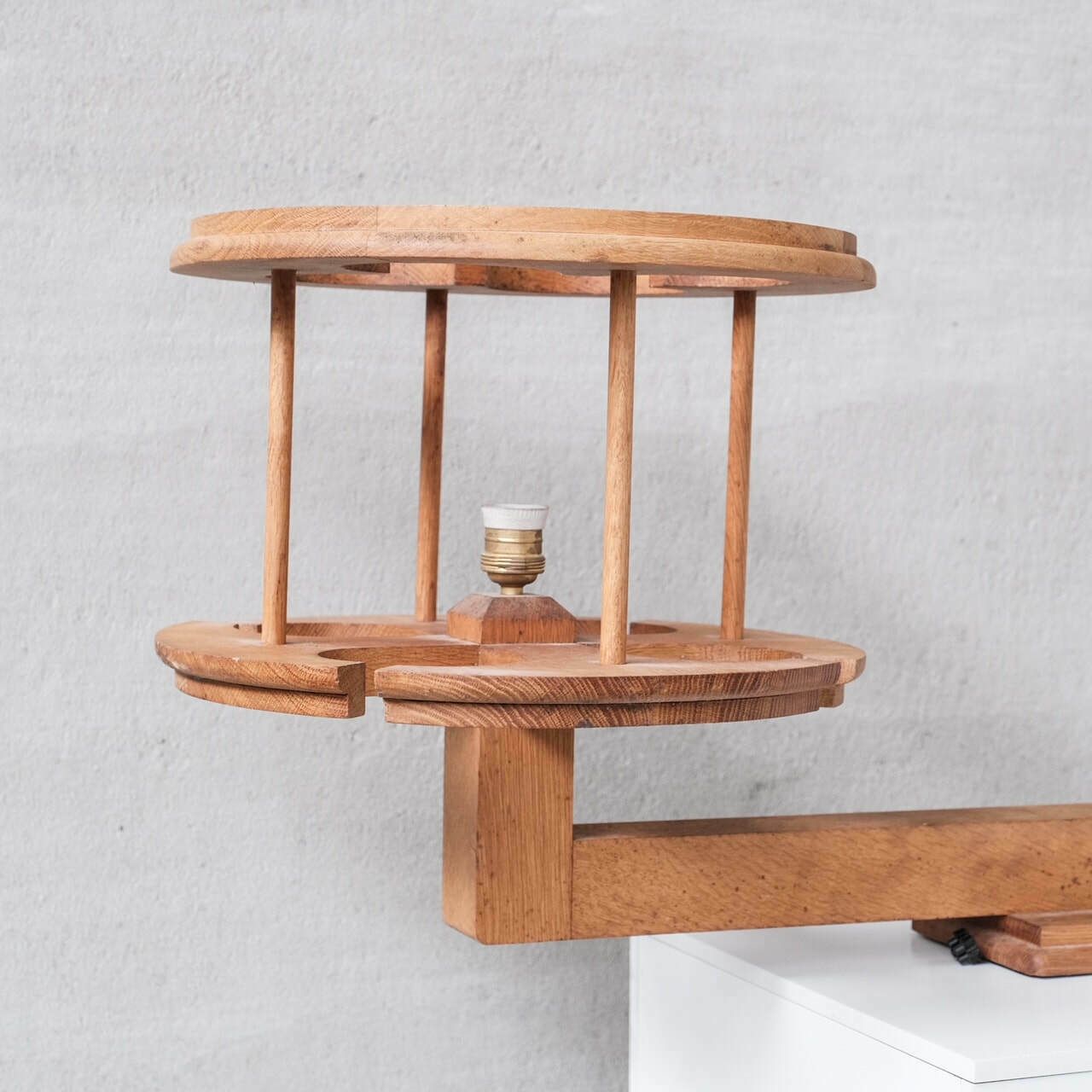 Oak Guillerme Et Chambron Mid Century French Ceiling Pendant Light photo for sale