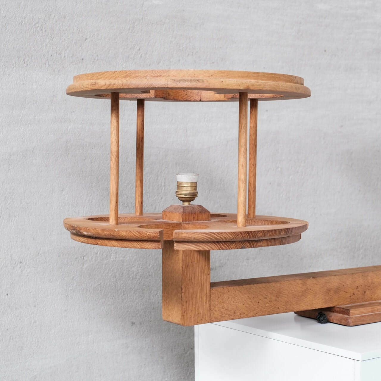 Oak Guillerme Et Chambron Mid Century French Ceiling Pendant Light photo vintage